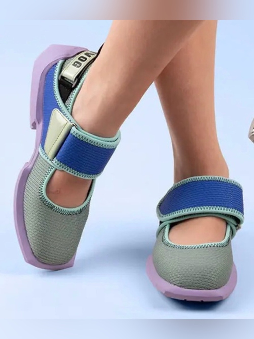 Fluevog EXCELLENT Angel Blair vegan Velcro strap green/blue/purple MJ sneaker -9 - Picture 2 of 16